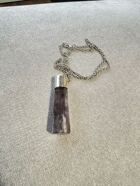 Amethyst Point Pendant Necklace - Purple crystal on Silver Chain